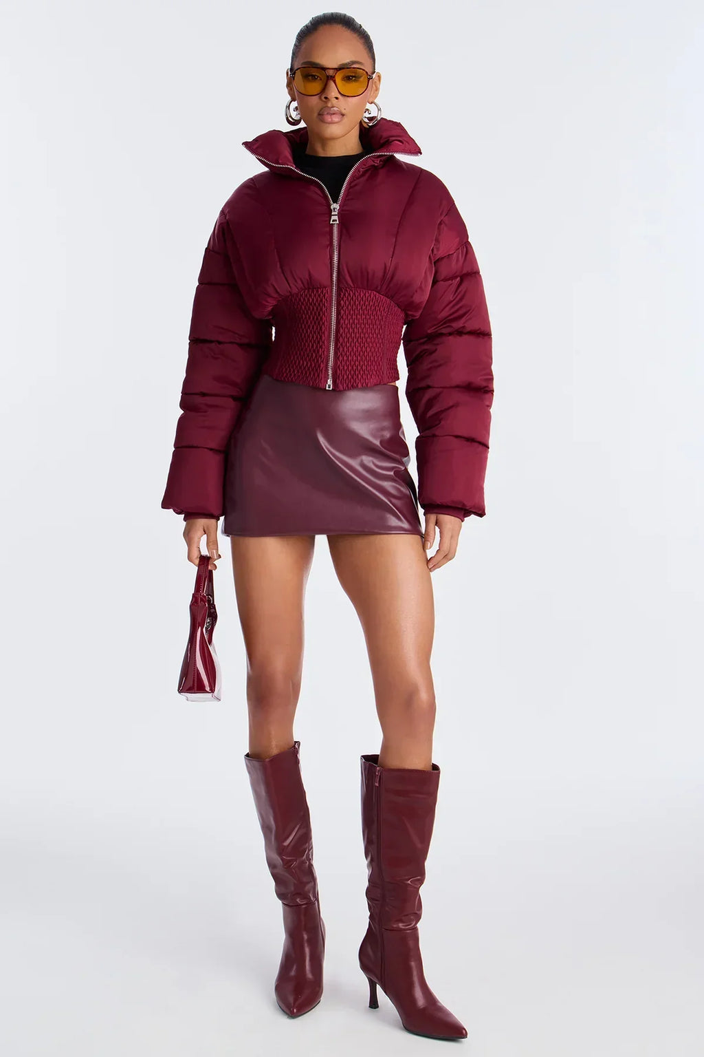 Chaqueta Puffer Corta con Cintura Corset