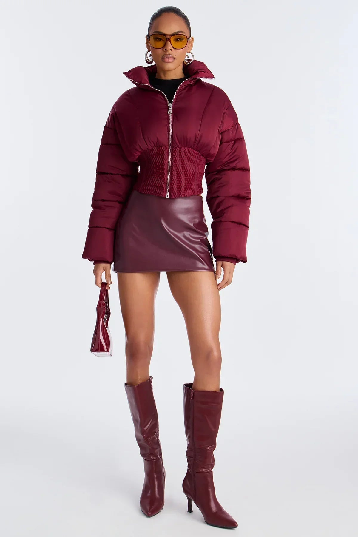 Chaqueta Puffer Corta con Cintura Corset