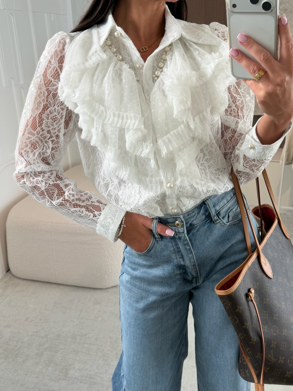CAMISA MITTE CON PERLAS