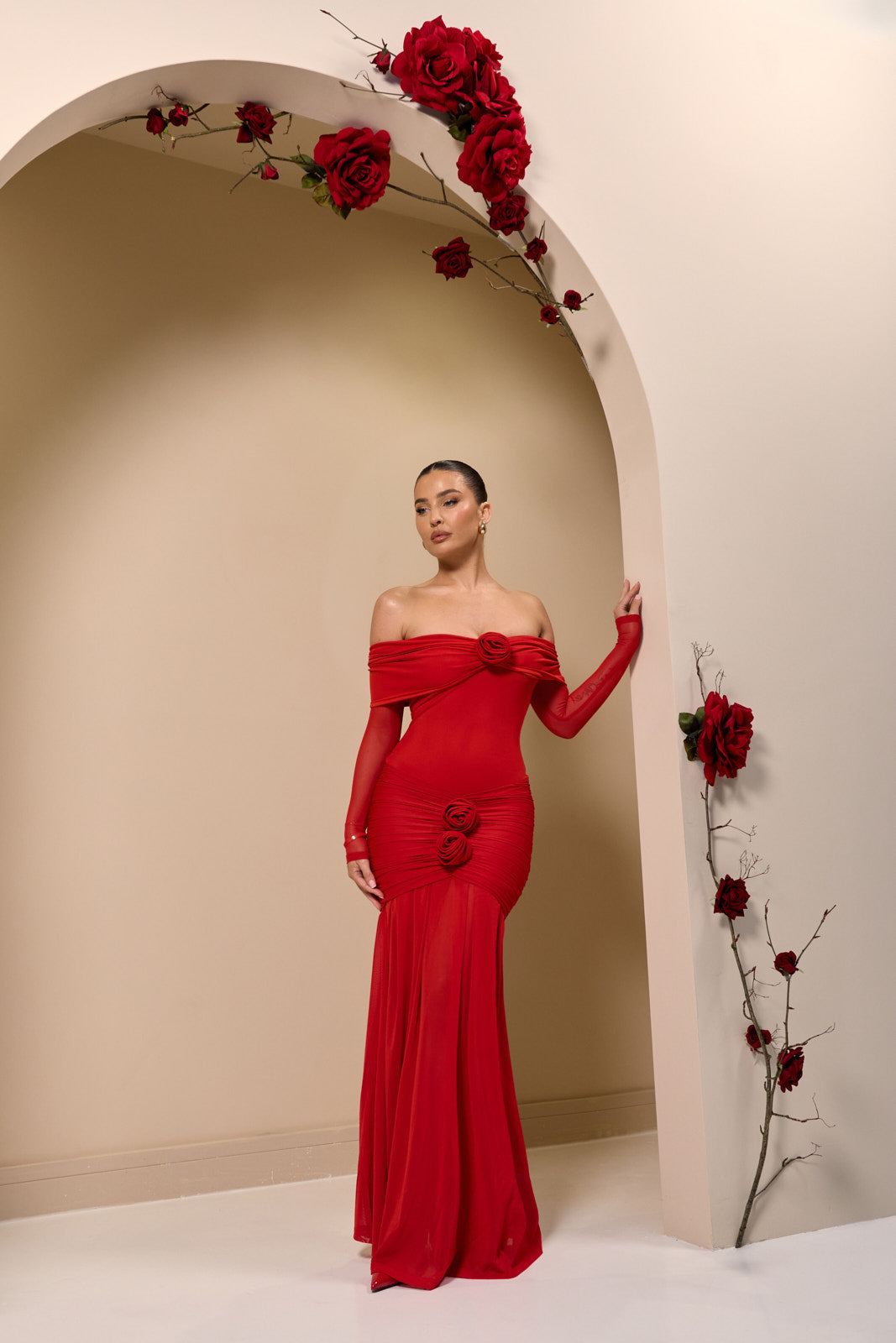 vestido largo rose