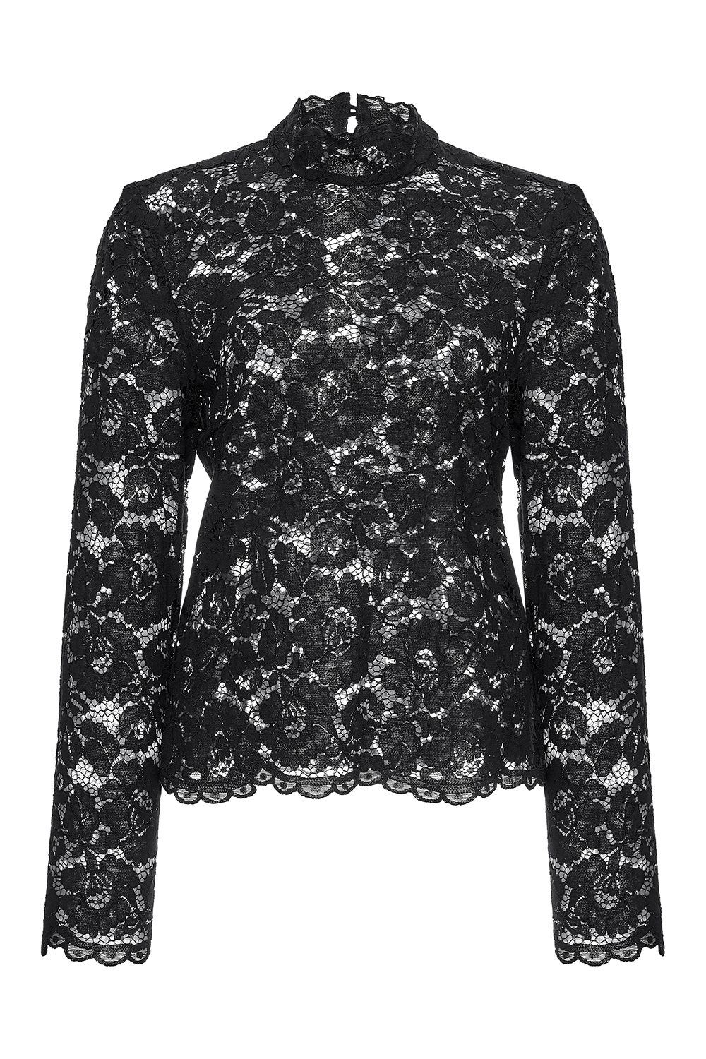 Blusa de encaje con cuello alto