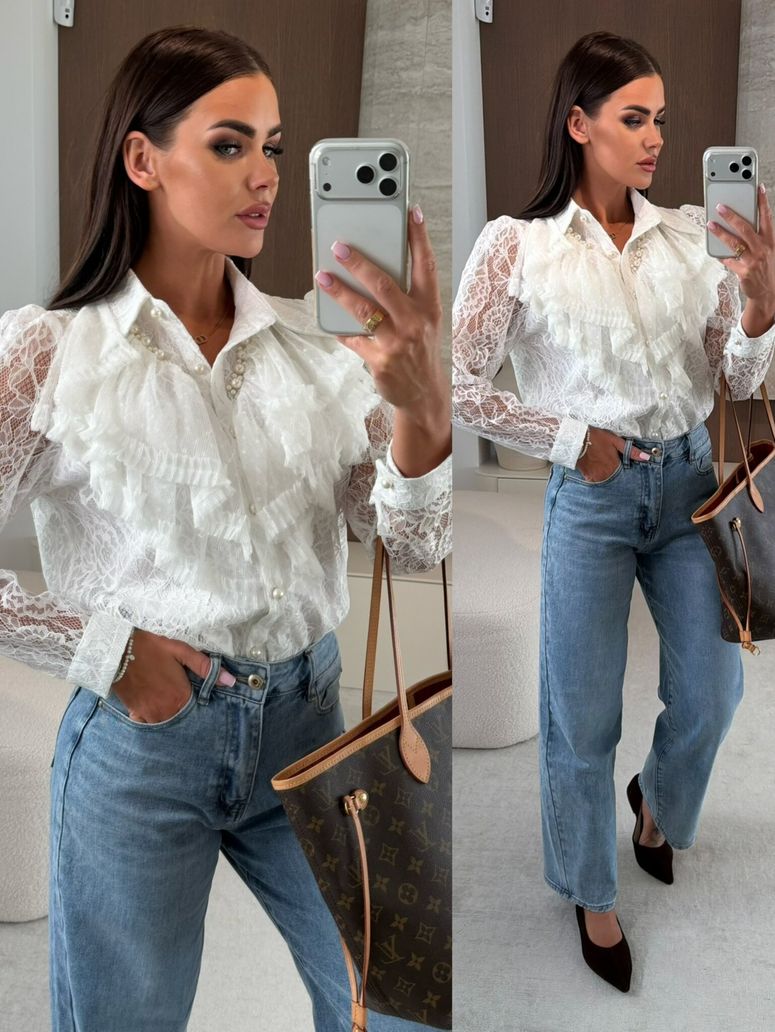 CAMISA MITTE CON PERLAS