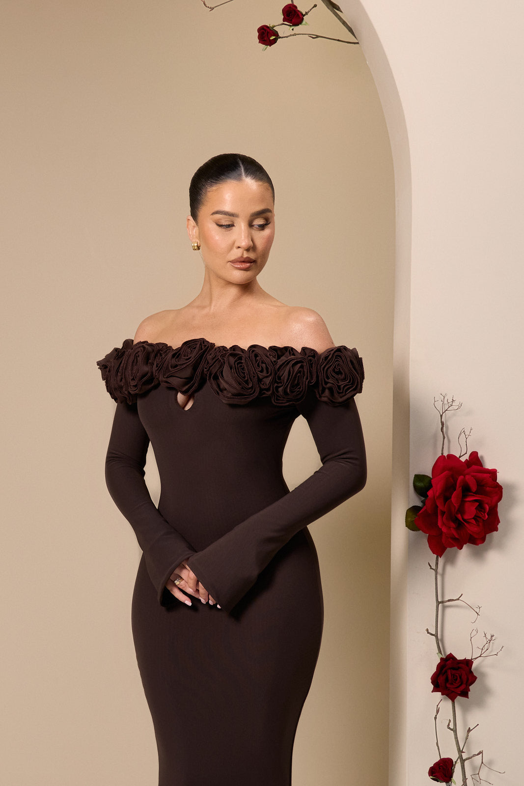 vestido largo rose