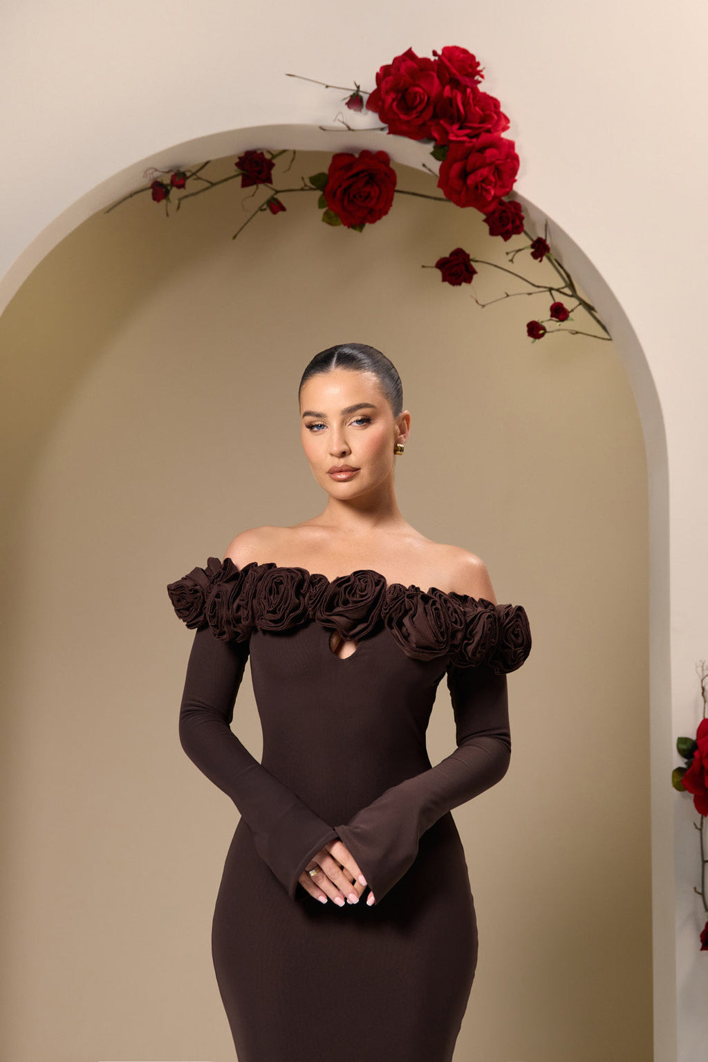 vestido largo rose