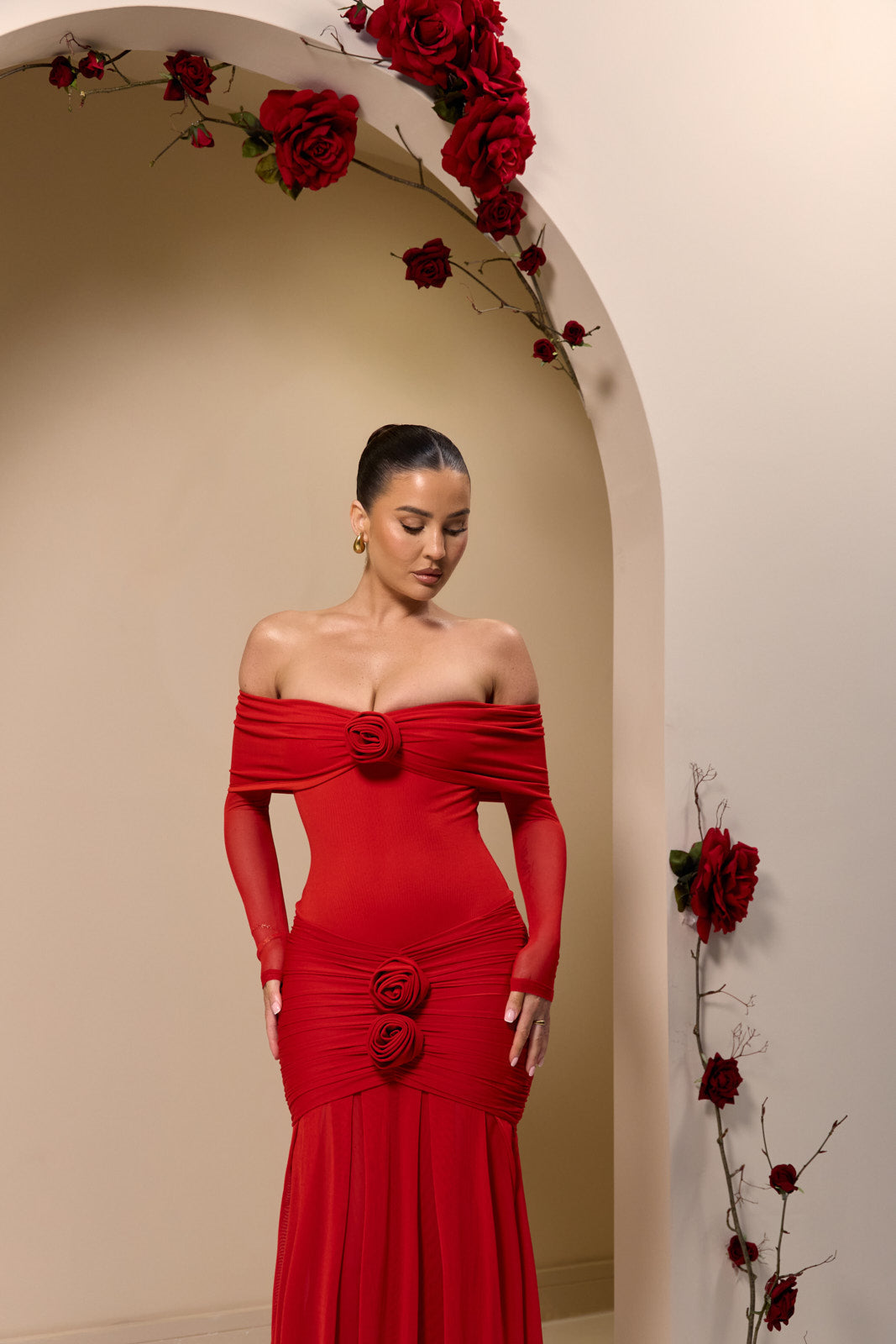 vestido largo rose