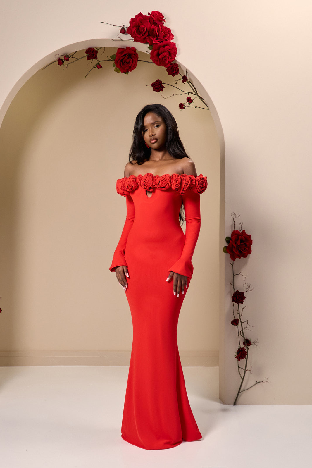 vestido largo rose