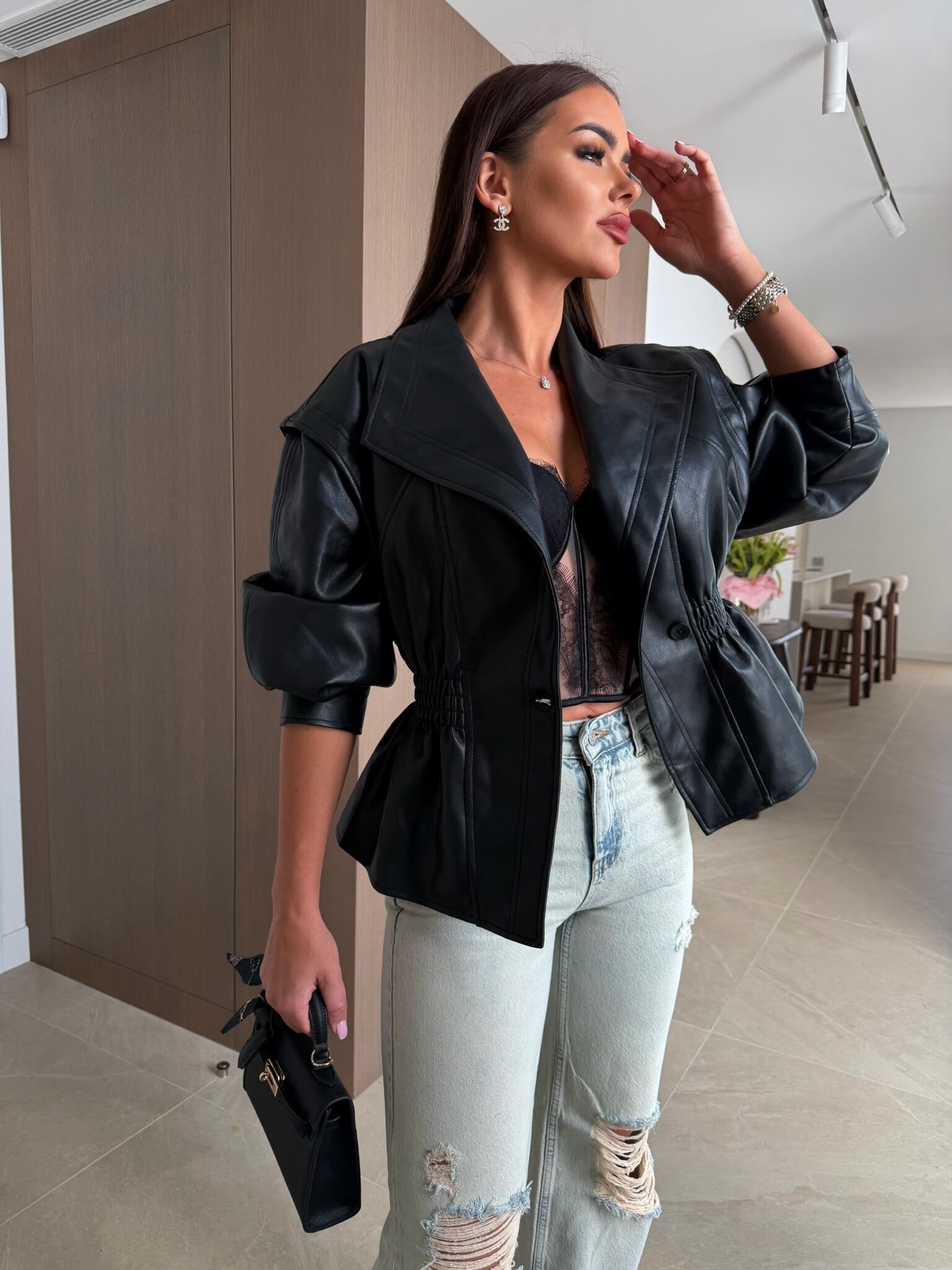 CHAQUETA PARSI DE PIEL ECOLÓGICA