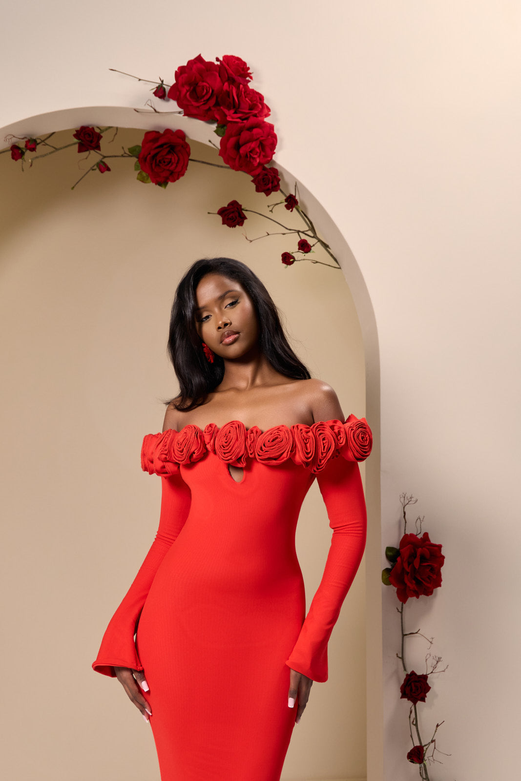 vestido largo rose