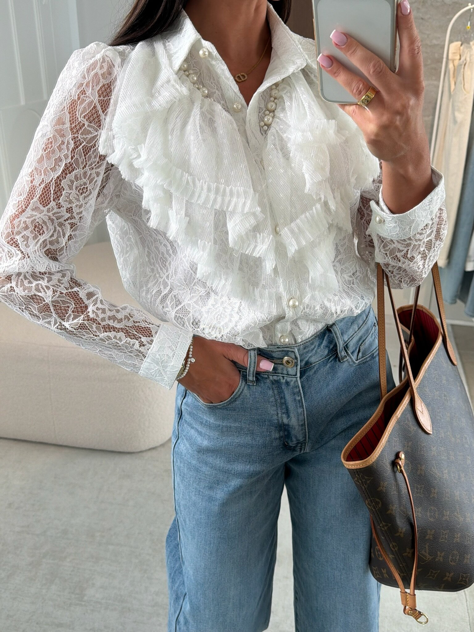 CAMISA MITTE CON PERLAS