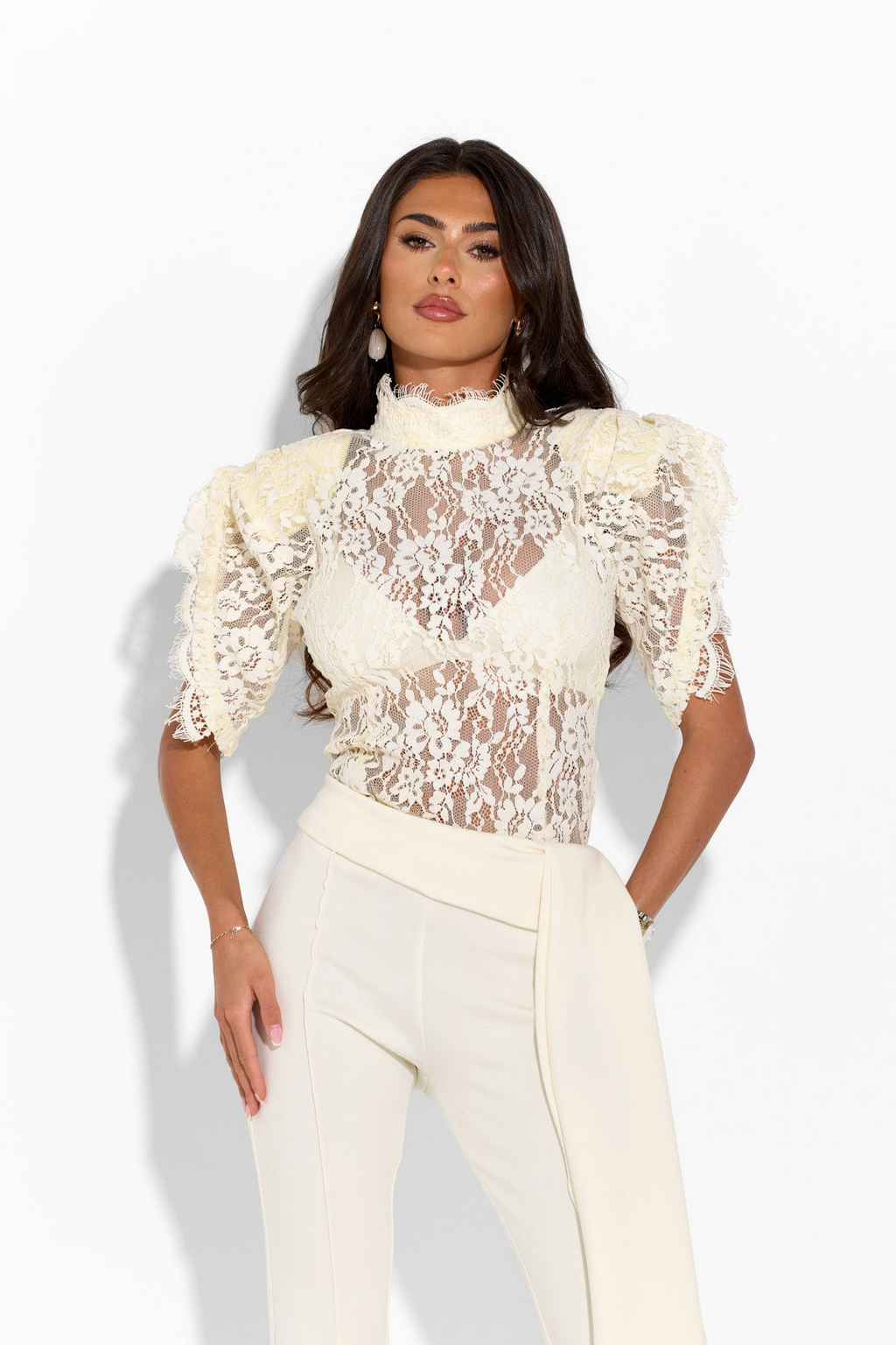 GARDENIA IVORY LACE TOP