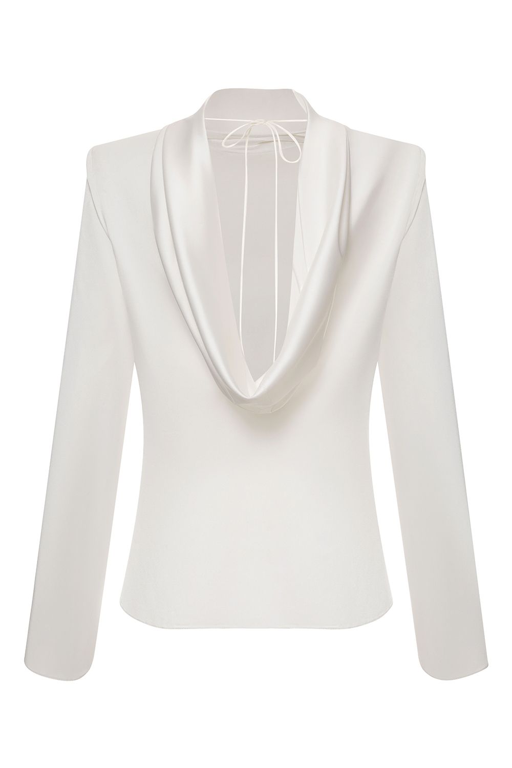 Blusa de satén con espalda abierta y drapeado.
