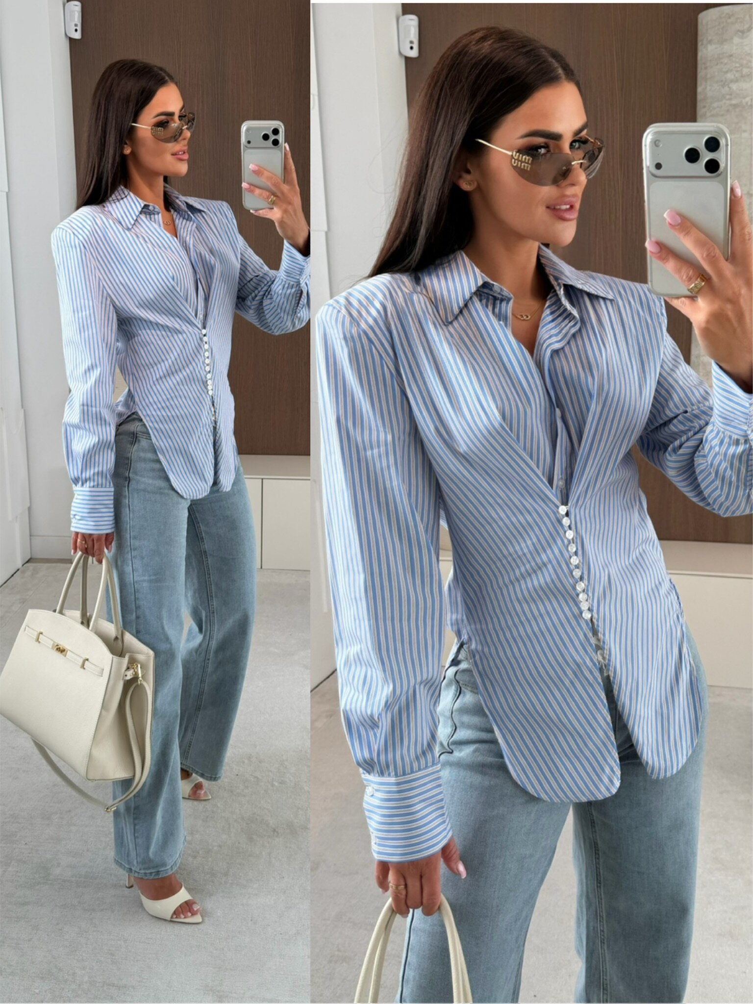 CAMISA DE RAYAS AZULES Y BLANCAS