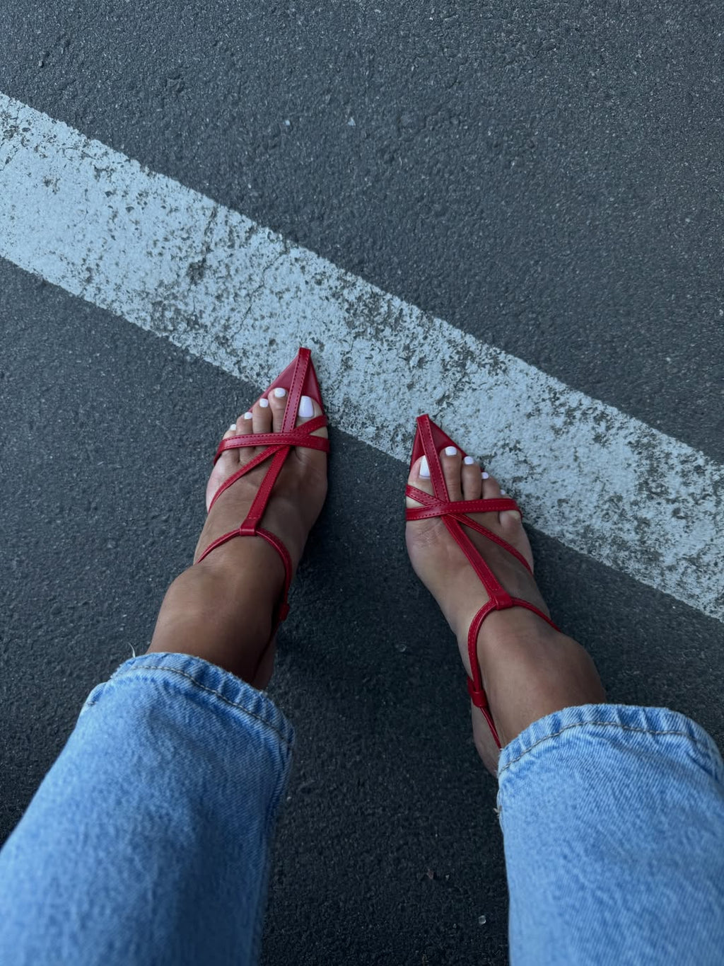 Sandalia tacón red