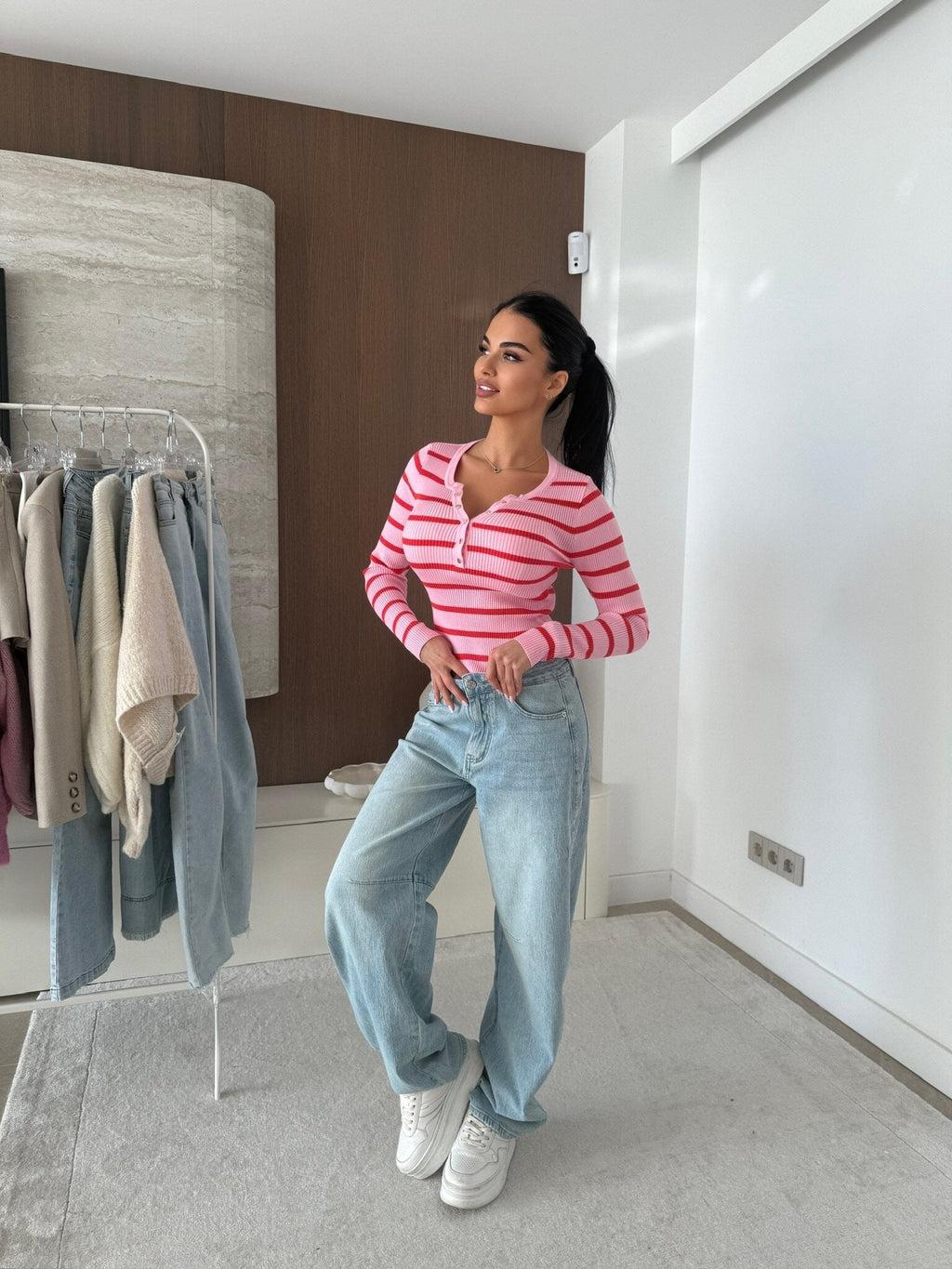 Striped blouse Citrico pink-red