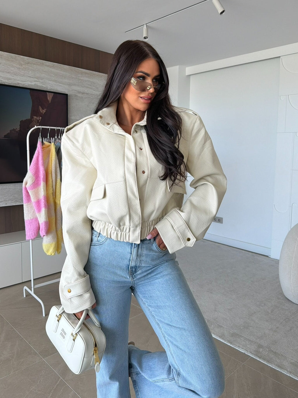 Chaqueta Barney ecopiel beige claro