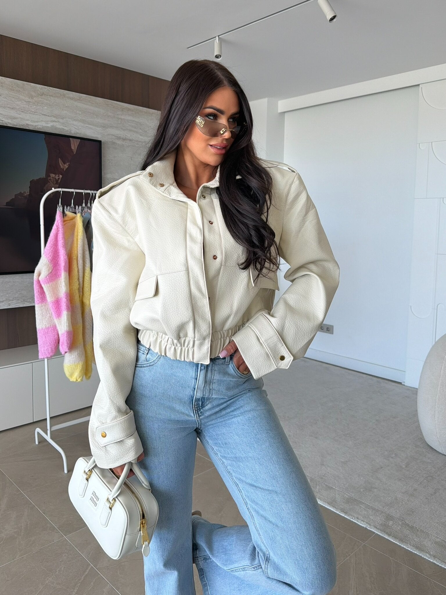 Chaqueta Barney ecopiel beige claro