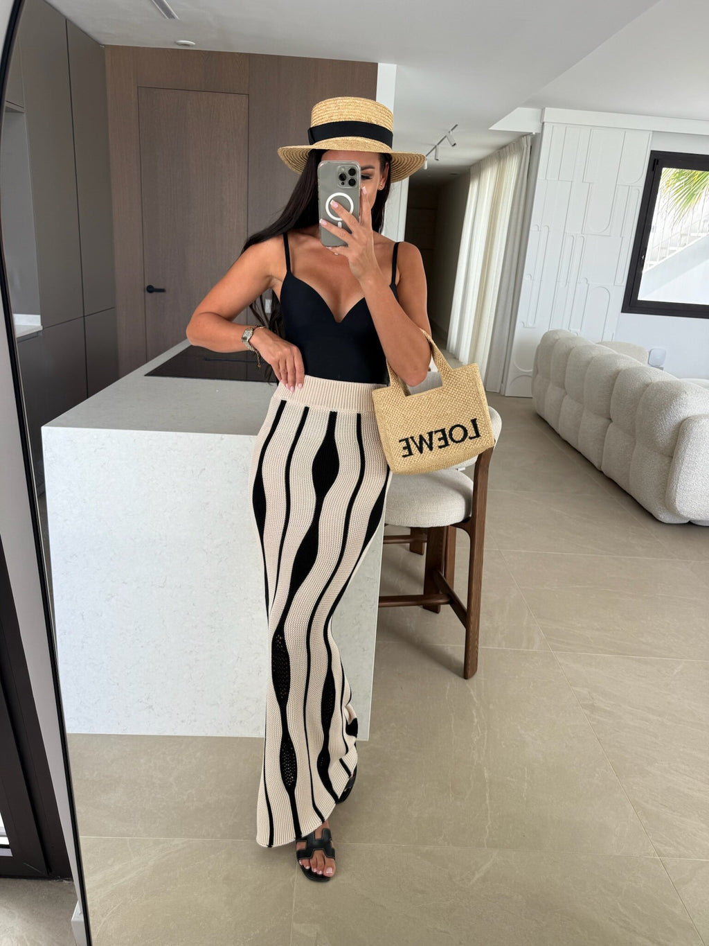 Rivano falda algodón beige-negro