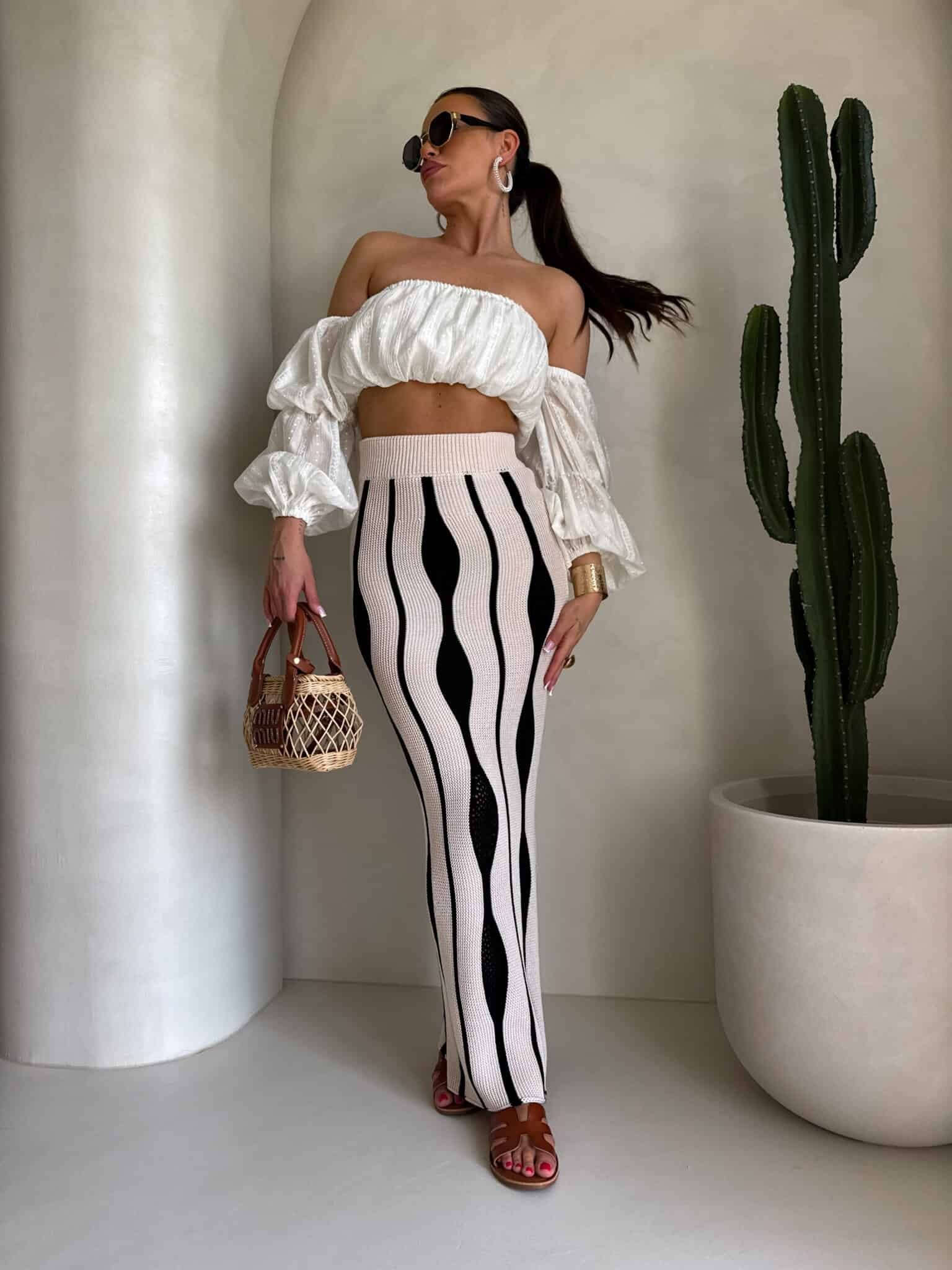 Rivano falda algodón beige-negro