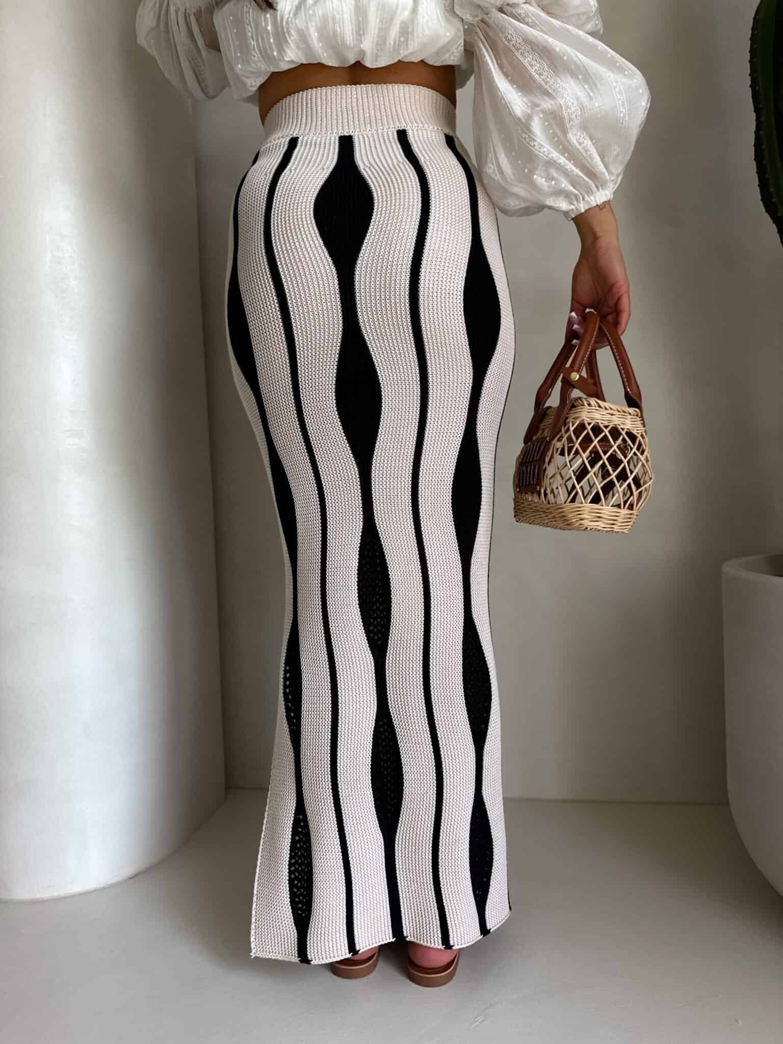 Rivano falda algodón beige-negro