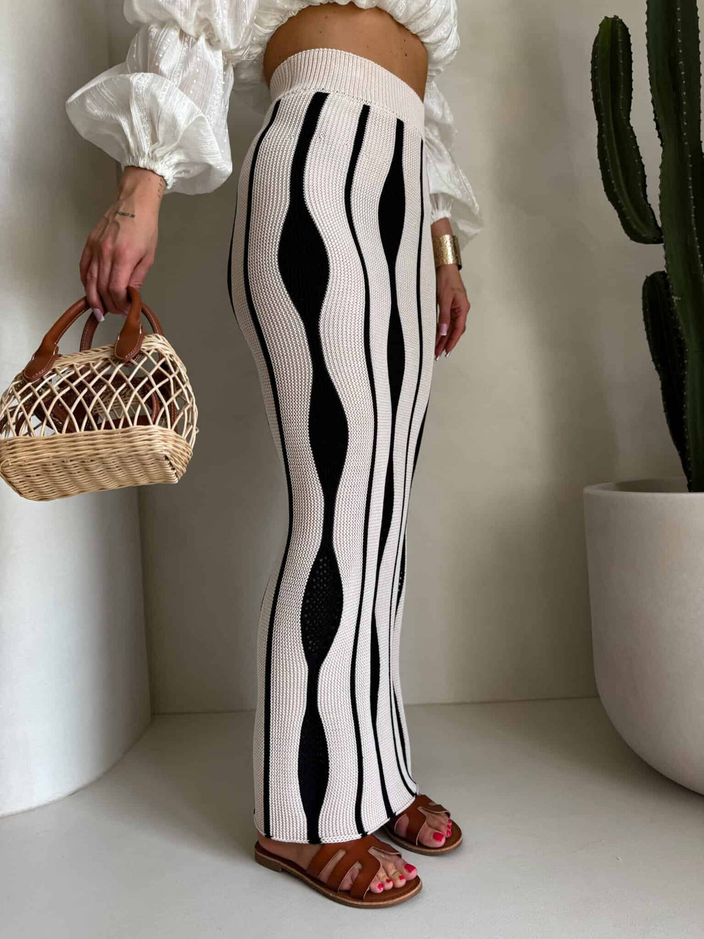 Rivano falda algodón beige-negro