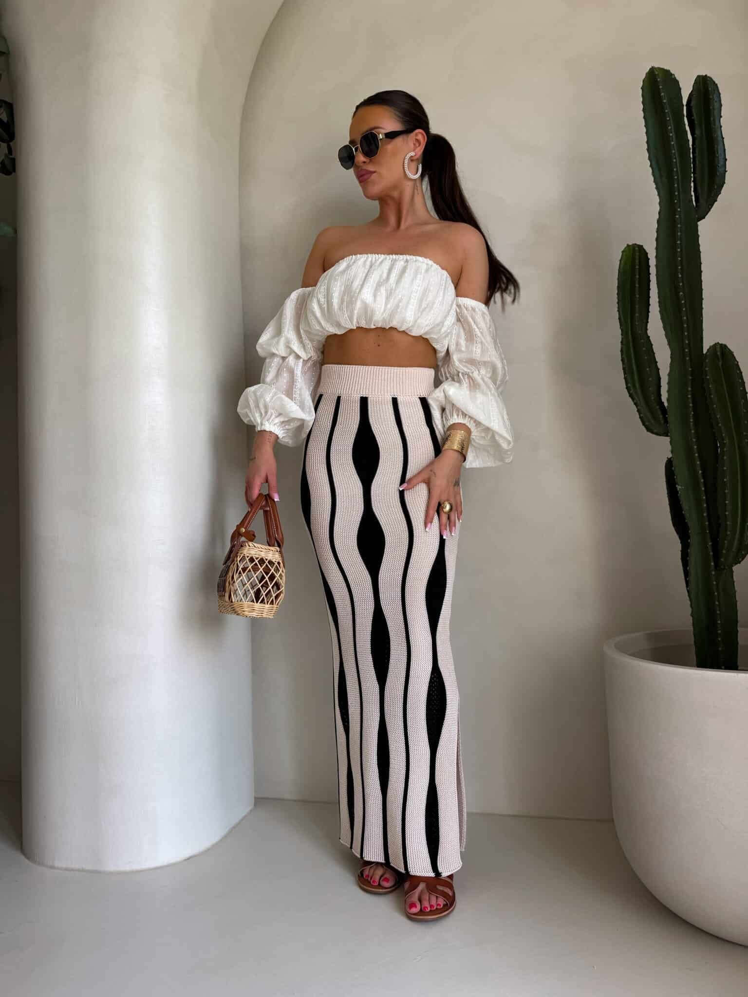 Rivano falda algodón beige-negro