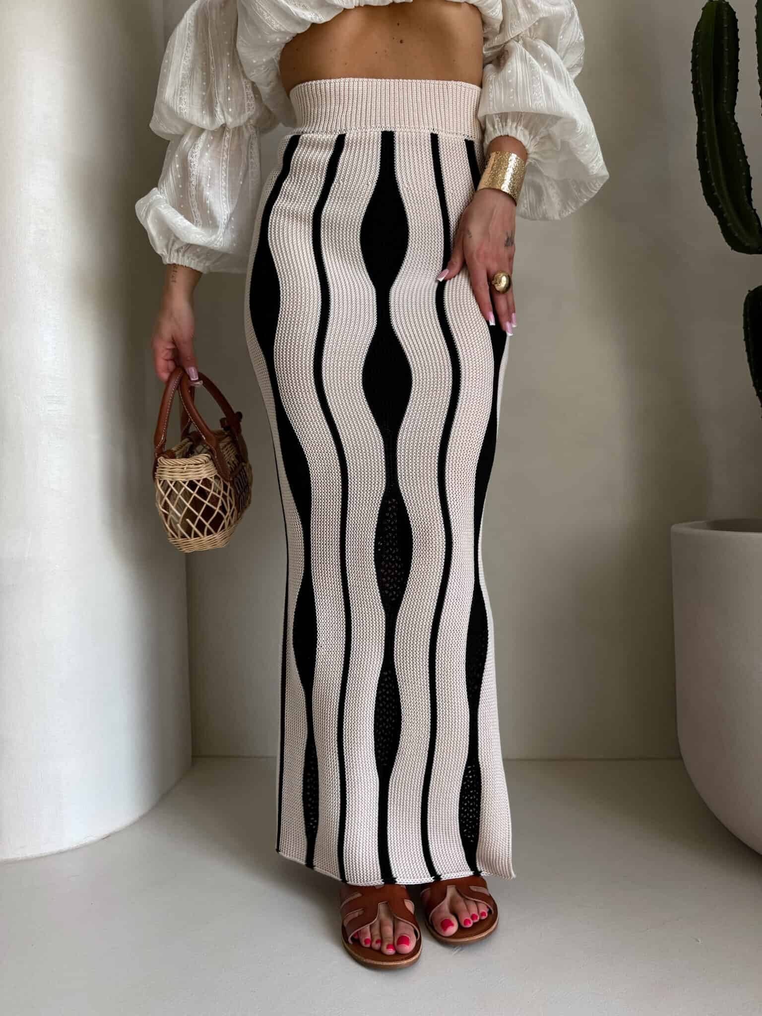Rivano falda algodón beige-negro