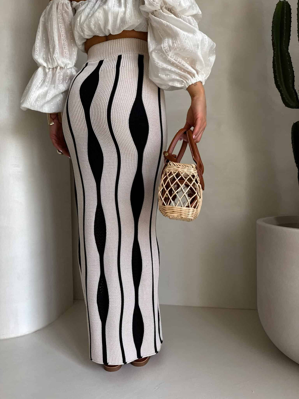 Rivano falda algodón beige-negro