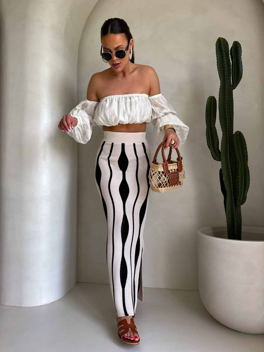 Rivano falda algodón beige-negro