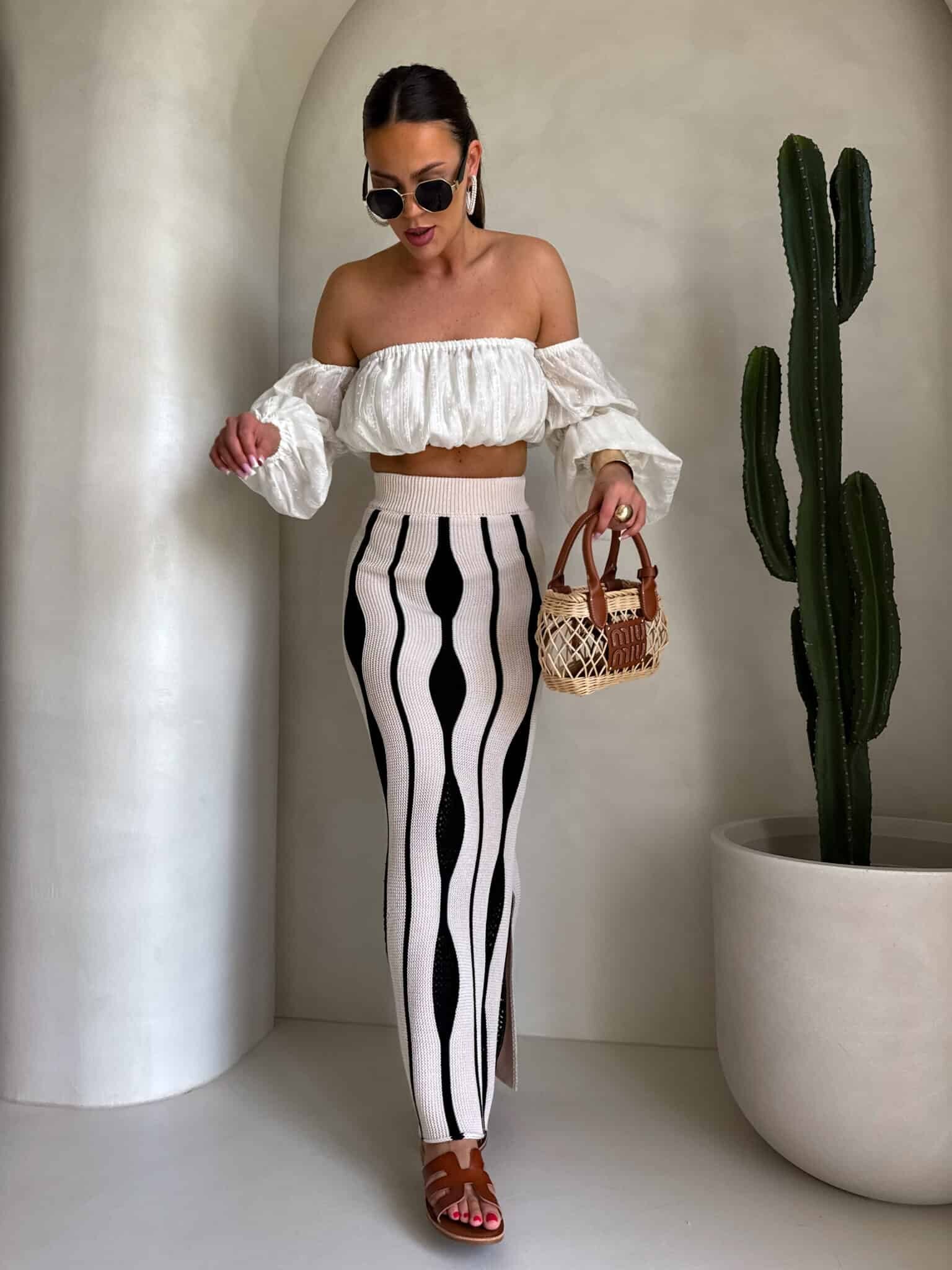 Rivano falda algodón beige-negro