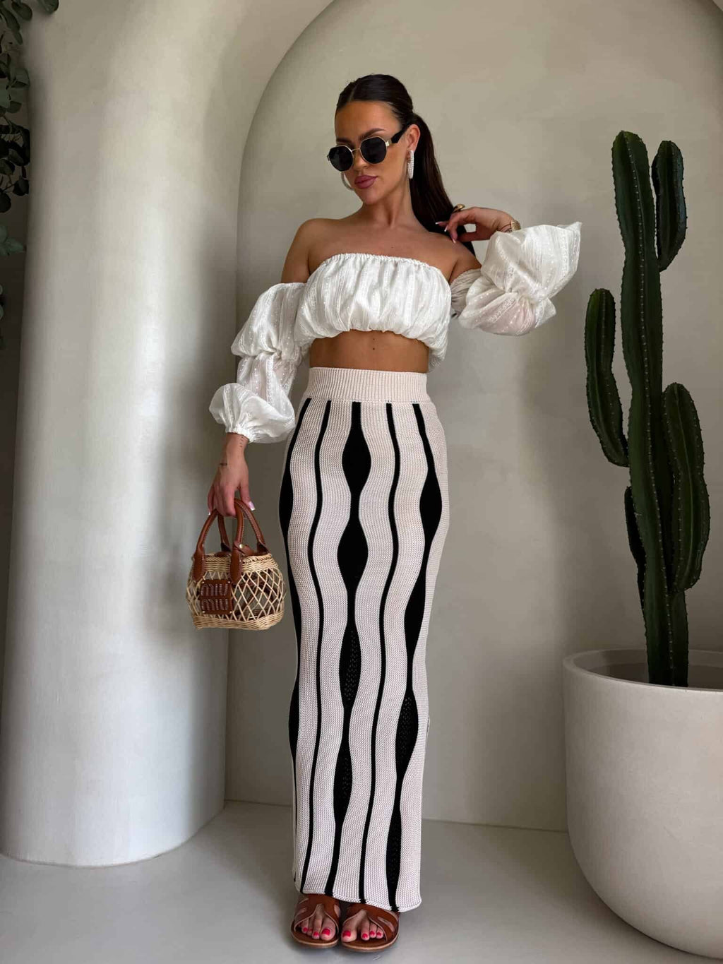Rivano falda algodón beige-negro