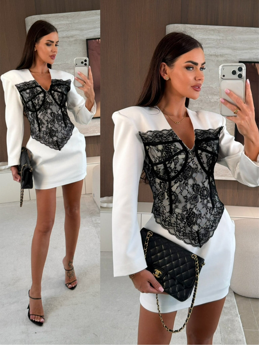 Vestido Amelisse blanco-negro