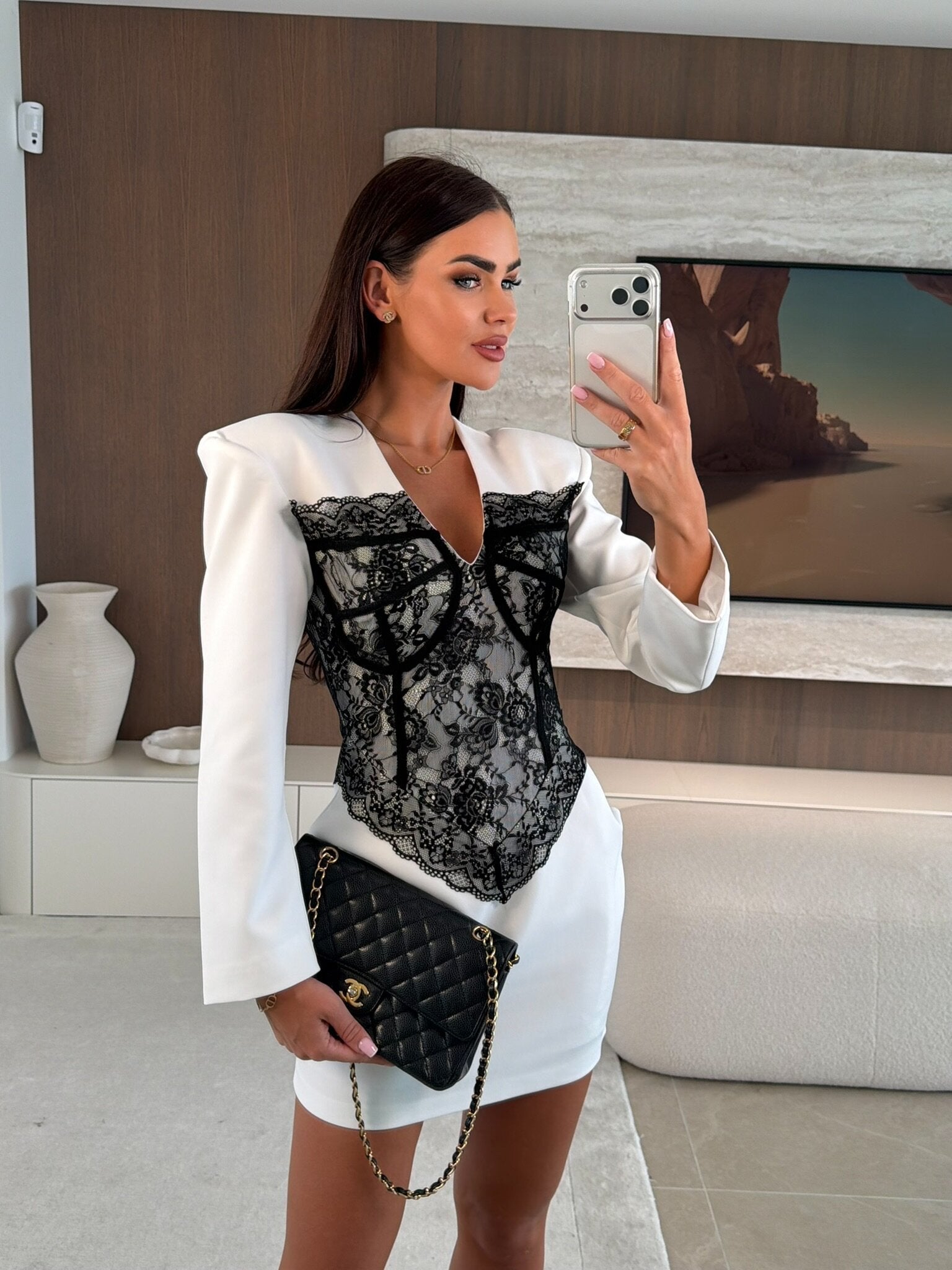 Vestido Amelisse blanco-negro